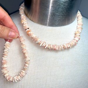 Puka Shell vintage necklace earrings bracelet set Hawaii beach